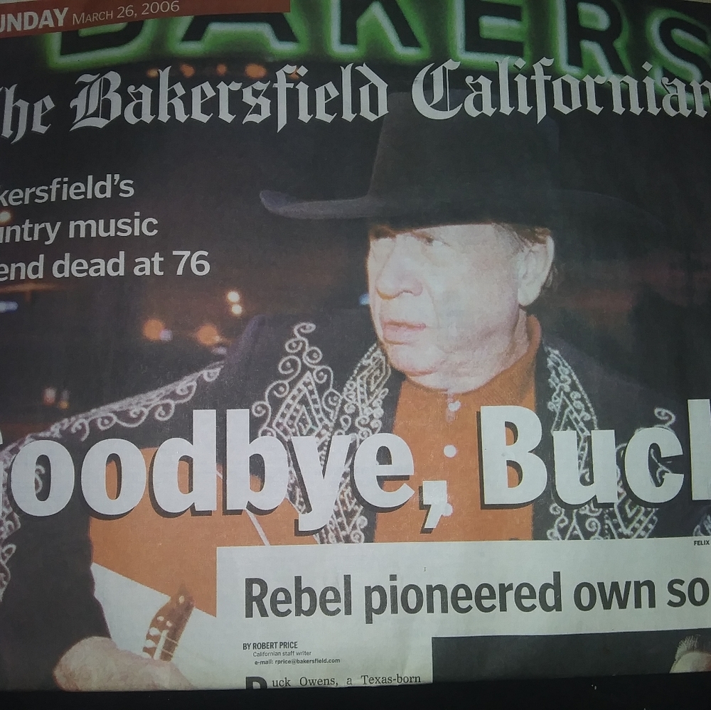 The SUNDAY NEWS PAPER 4  BAKERSFIELD ON BUCK OWENS